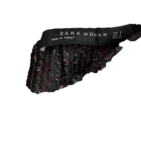 Zara Red‎ Tweed Black Fringe Sleeveless Shell Top Size Small - Picture 10 of 10